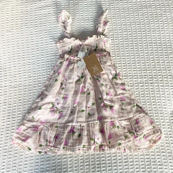 Angel Dear southern magnolias smocked ruffle sundress pink size 3T NWT - Picture 7 of 7